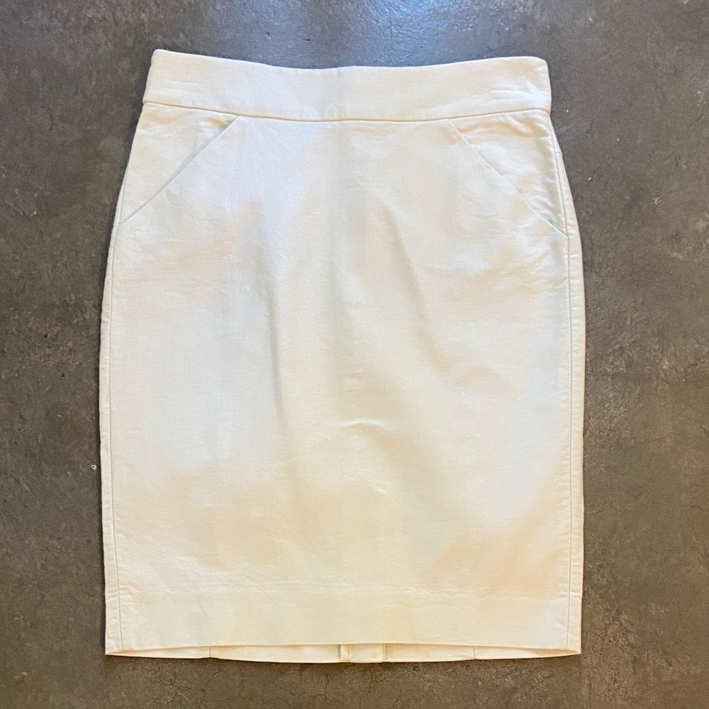 J. Crew Cotton Cream Pencil Skirt sz 2